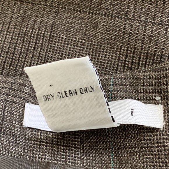 cAbi Sz 8 Straight Pencil Skirt Glen Plaid Brown & Blue Belt Loops Stretch #224M - Picture 8 of 8